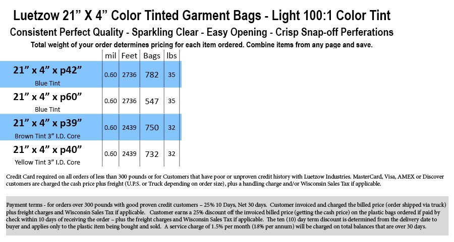 tinted garment prices